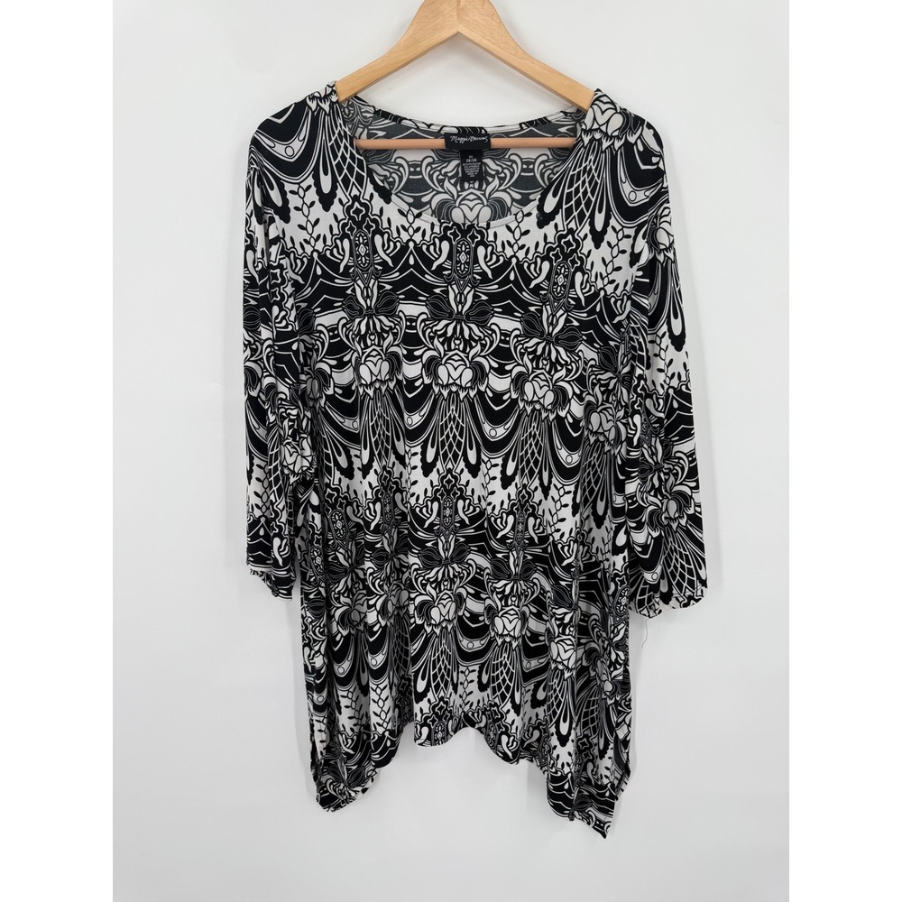 Maggie Barnes Top Shirt Womens 3X Flowy Abstract Office Work Professional Comfy